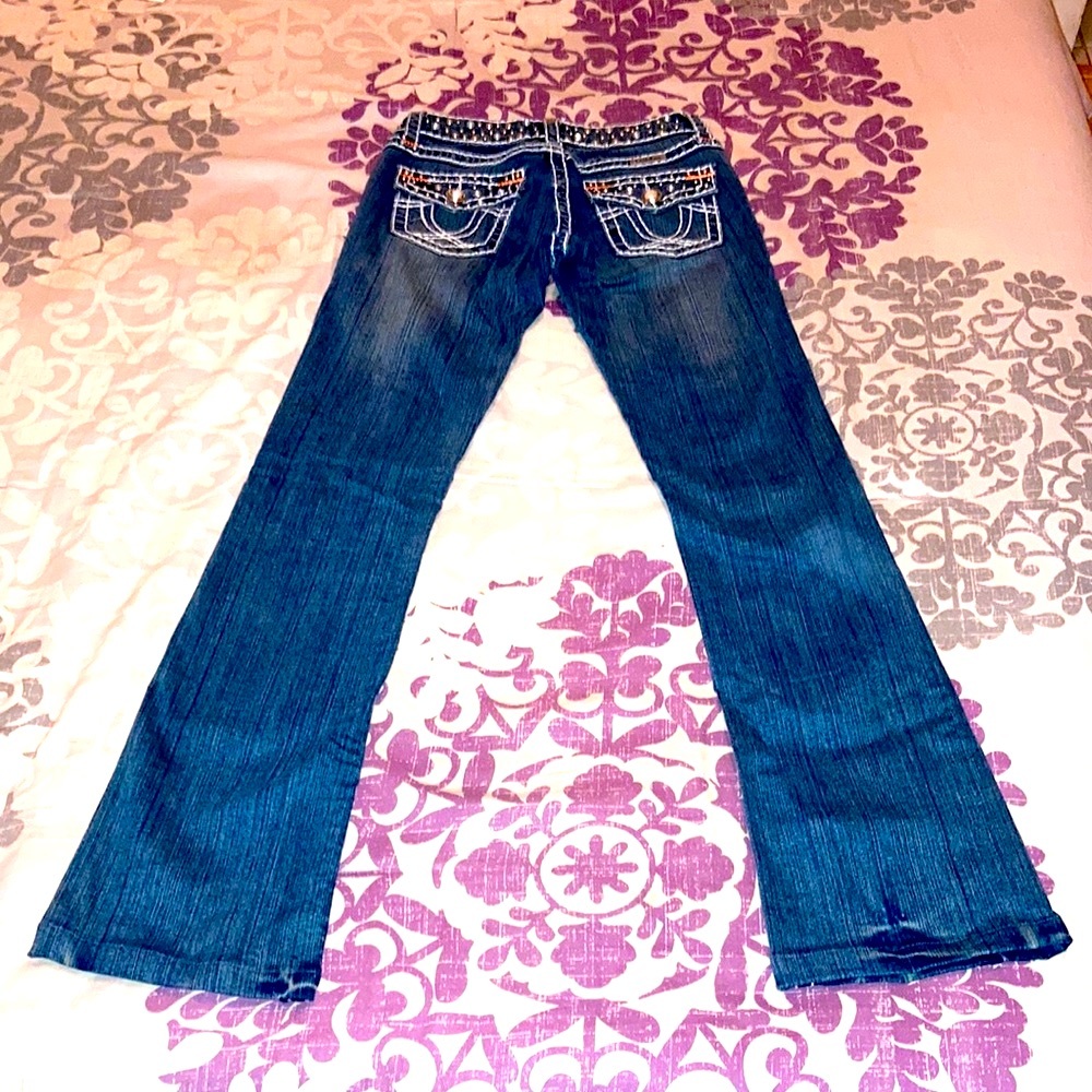 Designer Rhinestone Studded Bootcut Jeans - Picture 7 of 10